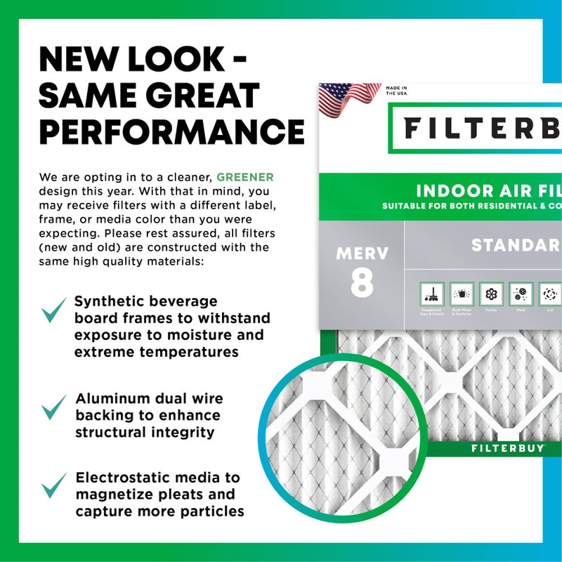 Filterbuy 14x14x1 Air Filter MERV 8 Essential Dust & Allergy Defense (6-Pack), Electrostatic Pleated HVAC AC Furnace Filters Replacement, Made in USA (Actual Size: 13.75 x 13.75 x 0.75) - Image 3